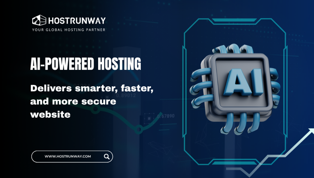 Illustration representing AI-powered web hosting technology with automated server management