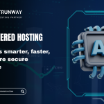 Illustration representing AI-powered web hosting technology with automated server management